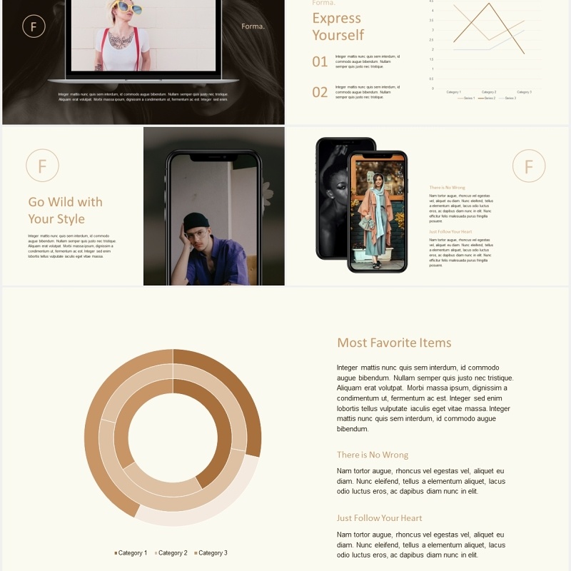 时尚模特展示宣传PPT模板forma modern minimal powerpoint template