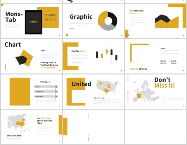 简约工作通用PPT图片版式设计模板Musika Powerpoint