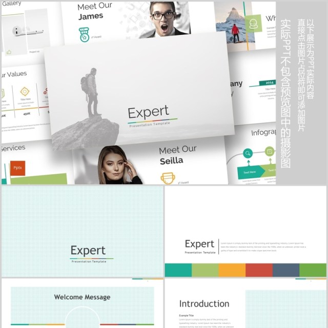 多彩公司介绍可视化信息图表PPT模板版式排版Expert - Powerpoint Template