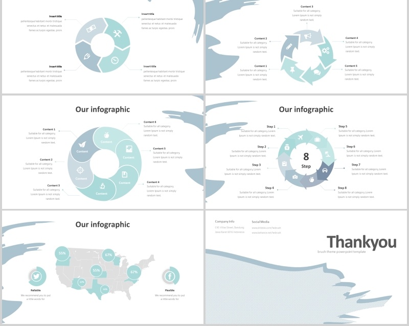 旅游风景策划宣传PPT创意图文排版模板Hebrush - Powerpoint Template