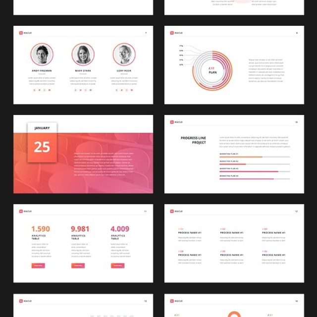 现代创新营销年度报告PPT模板演示Miracle Modern PowerPoint Template