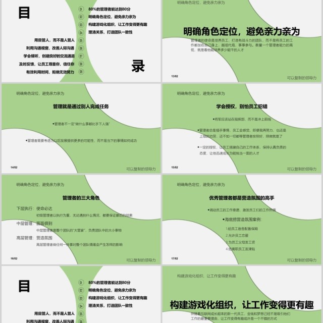 绿色简洁可复制的领导力培训PPT模板 绿色简洁可复制的领导力培训PPT模板