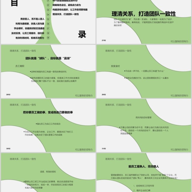 绿色简洁可复制的领导力培训PPT模板 绿色简洁可复制的领导力培训PPT模板