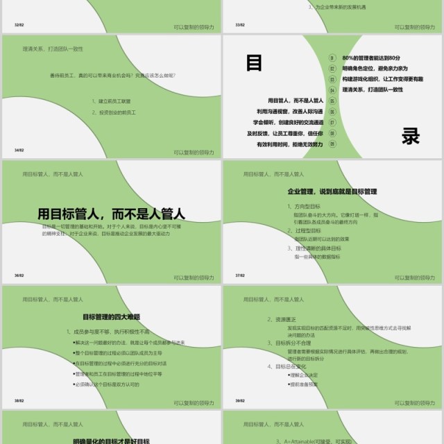 绿色简洁可复制的领导力培训PPT模板 绿色简洁可复制的领导力培训PPT模板