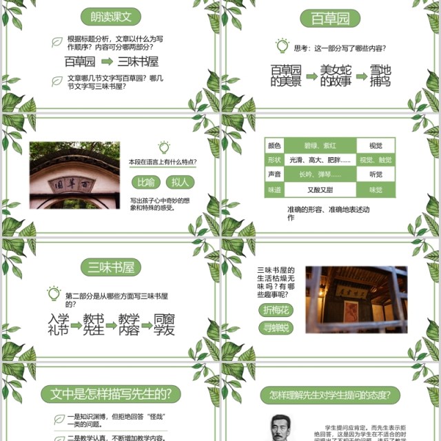 初中语文课件从百草园到三味书屋教师说课PPT模板 初中语文课件从百草园到三味书屋教师说课PPT模板