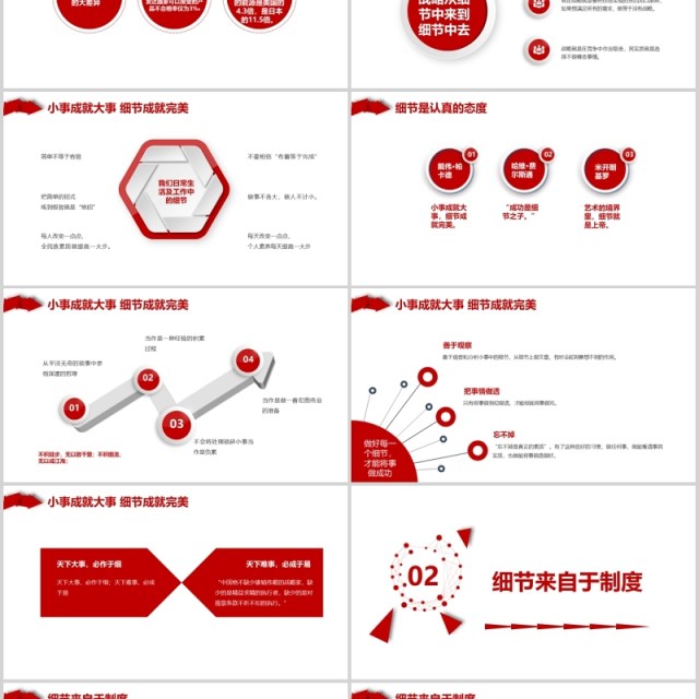 红色公司团队文化培训细节决定成败课件PPT模板