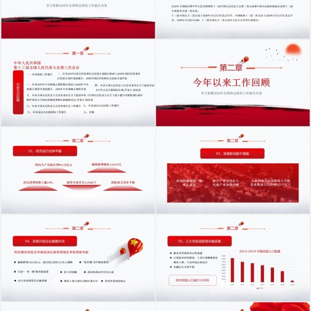 聚焦2020年全国两会政府工作报告内容解读党建PPT模板 聚焦2020年全国两会政府工作报告内容解读党建PPT模板