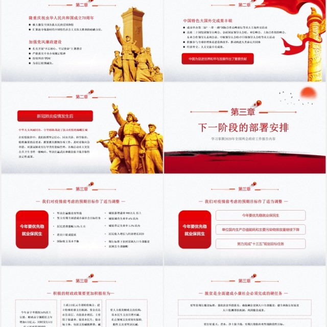 聚焦2020年全国两会政府工作报告内容解读党建PPT模板 聚焦2020年全国两会政府工作报告内容解读党建PPT模板
