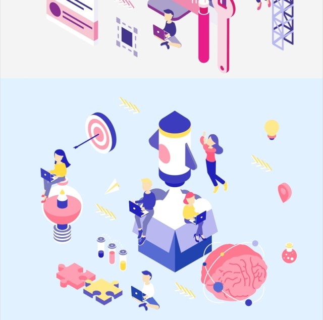 项目启动流程概念插画AI矢量素材品牌创造网页制作领导团队合作 项目启动流程概念插画AI矢量素材品牌创造网页制作领导团队合作