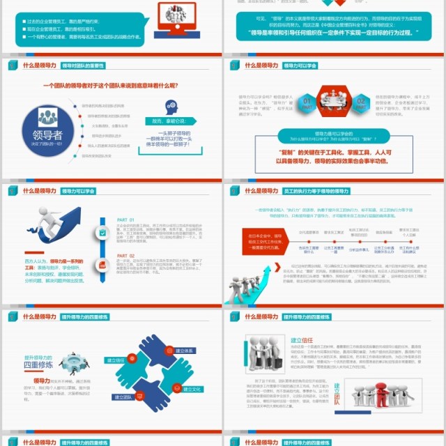 红蓝绿色领导力与领导艺术企业管理层培训PPT模板