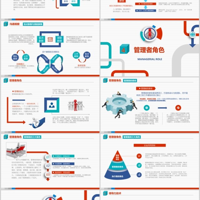 红蓝绿色领导力与领导艺术企业管理层培训PPT模板