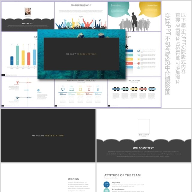 高端商务工作汇报可插图PPT模板信息图表元素MAKARYO Powerpoint