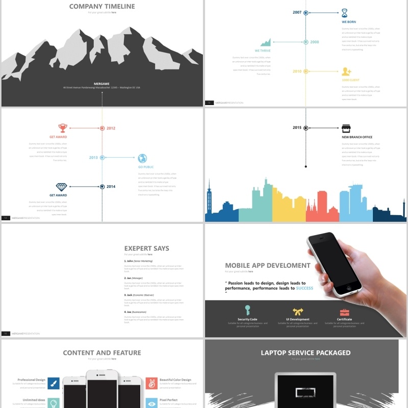 高端商务工作汇报可插图PPT模板信息图表元素MAKARYO Powerpoint