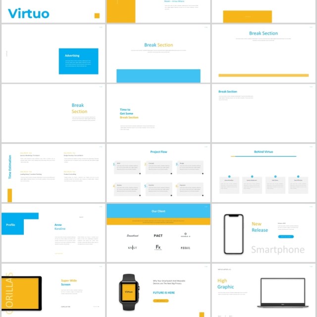 蓝色简约图片占位符排版设计PPT模板Virtuo Powerpoint 蓝色简约图片占位符排版设计PPT模板Virtuo Powerpoint