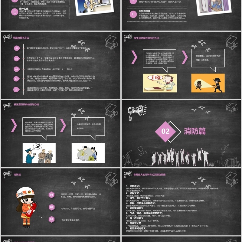 黑板风大学生安全教育课题专栏PPT模板