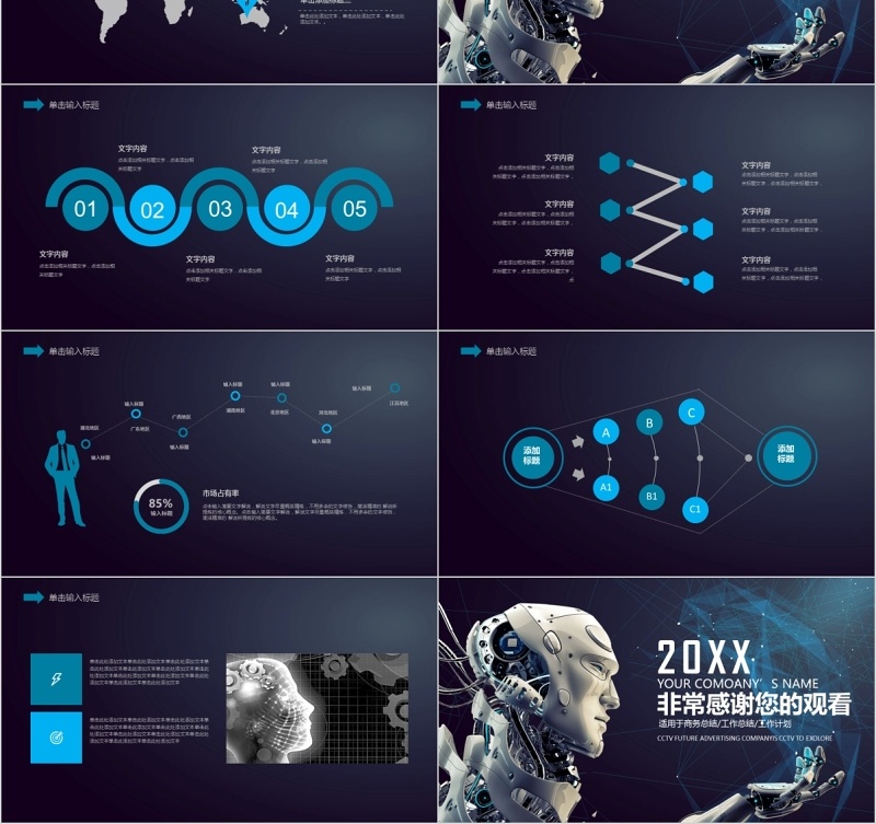大气人工智能科技发展趋势调研报告PPT模板