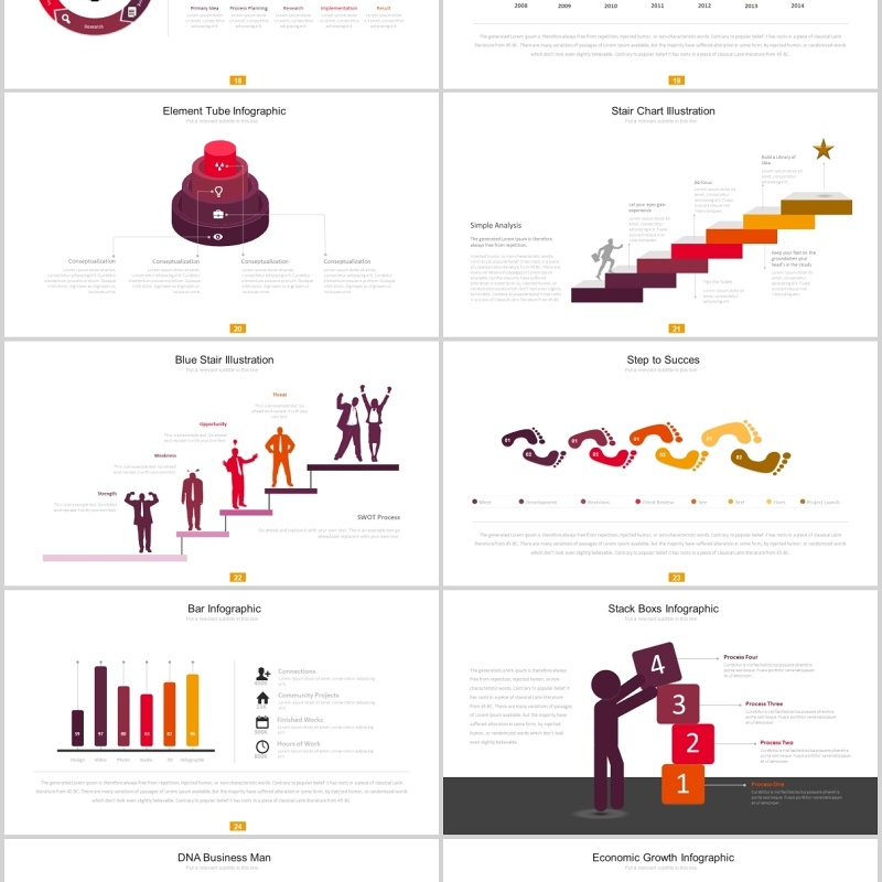 商务可视化金字塔阶梯上升台阶流程图PPT素材模板Batagor Powerpoint