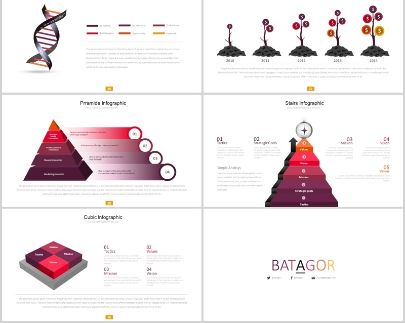 商务可视化金字塔阶梯上升台阶流程图PPT素材模板Batagor Powerpoint