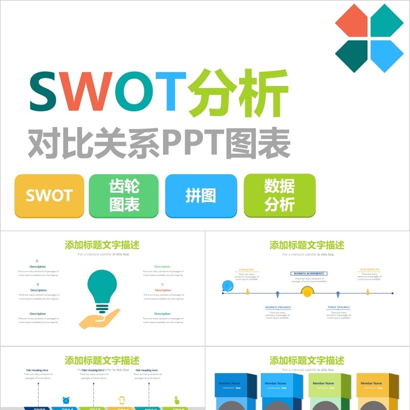 原创SWOT分析对比关系PPT图表