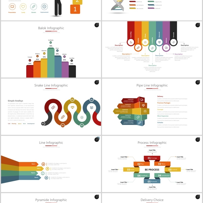创意项目产品宣传介绍信息可视化PPT图片排版设计模板Nine - Powerpoint Template