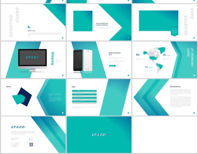 蓝色简约图片占位符排版设计PPT模板Spade Powerpoint 蓝色简约图片占位符排版设计PPT模板Spade Powerpoint