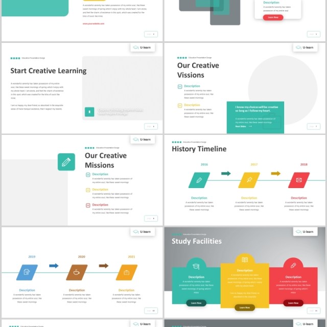 学习教育学术汇报PPT图片版式模板U-Learn - Education Powerpoint Template