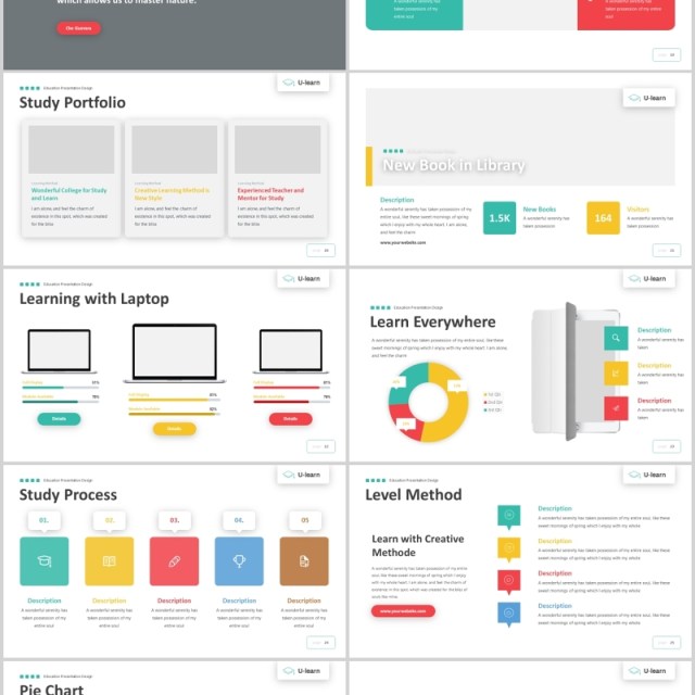 学习教育学术汇报PPT图片版式模板U-Learn - Education Powerpoint Template