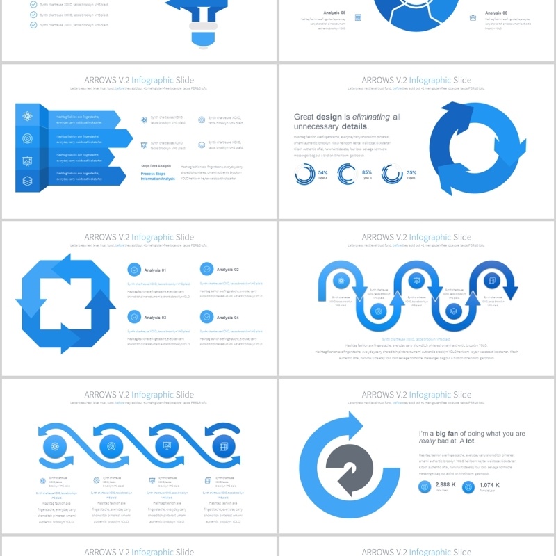 箭头PPT信息图表模板arrows v.2 powerpoint infographics slides