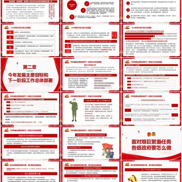 聚焦2020年全国两会政府工作报告党建党政PPT模板