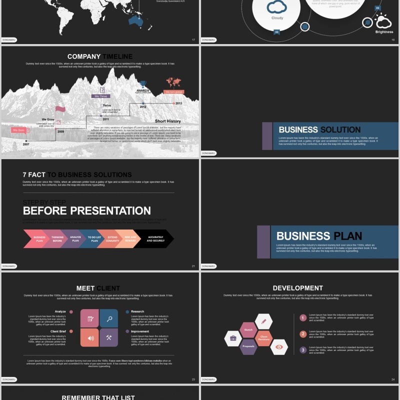 商务PPT信息图表模板Dongwaru Powerpoint