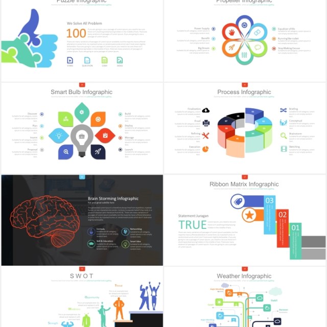 创意拼图可视化PPT素材模板medalem powerpoint