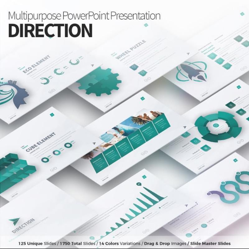 方向多功能PPT信息图表模板DIRECTION Multipurpose PowerPoint Presentation