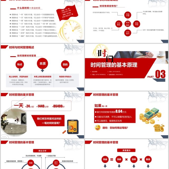 红色简约企业员工培训时间管理技能PPT模板