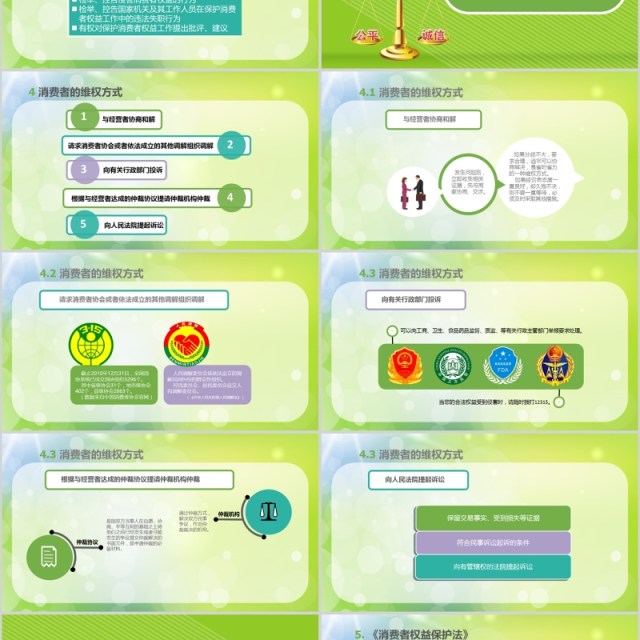绿色清新315国际消费者权益保护日宣传PPT模板
