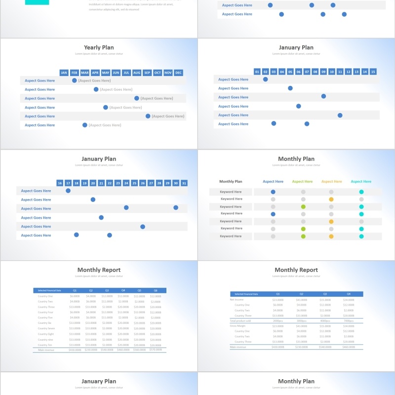 彩色SWOT信息可视化动态表格PPT图表