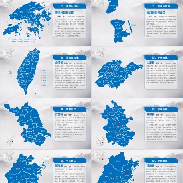 中国地图PPT模板含各省份动态地图