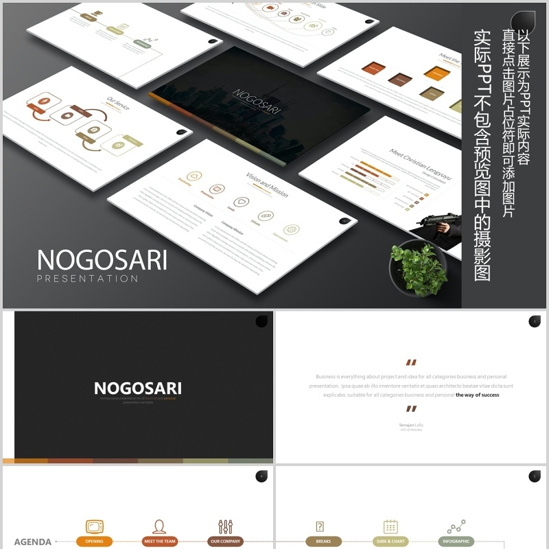 可视化组织架构流程图PPT可插图排版素材模板Nogosari Powerpoint