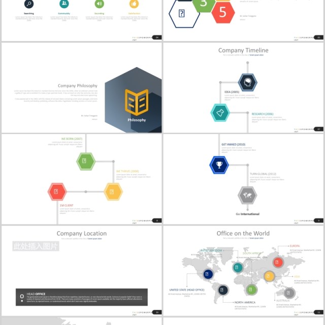 高端公司组织结构图宣传介绍PPT图片排版设计模板Three - Powerpoint Template