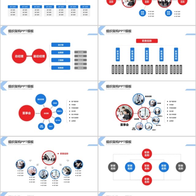 多形式组织架构图PPT模板