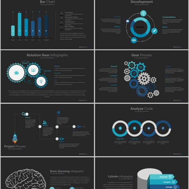 黑色高端商务PPT信息图表模板HERE FOR YOU Powerpoint