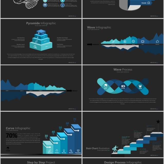 黑色高端商务PPT信息图表模板HERE FOR YOU Powerpoint