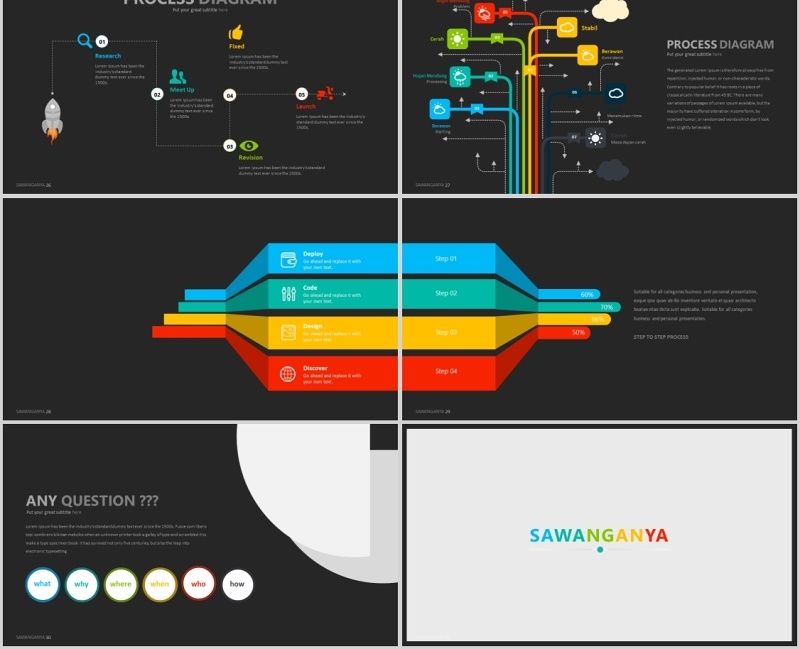 时尚版式设计PPT信息图表模板Sawang - Powerpoint Template