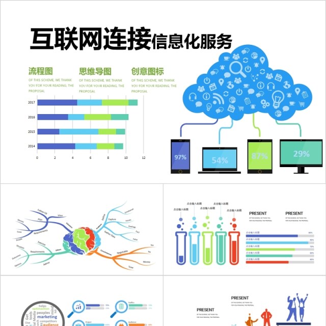 互联网连接信息化服务PPT图表模板