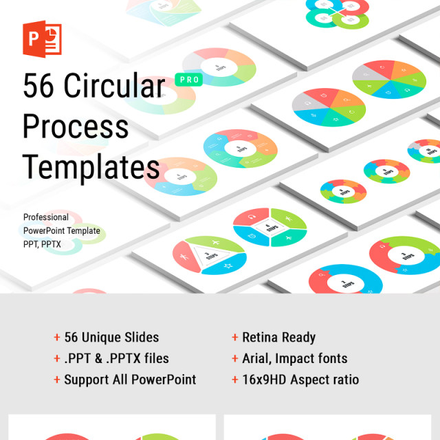 循环处理过程PPT模板信息图表元素circular process powerpoint templates