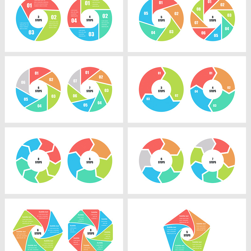 循环处理过程PPT模板信息图表元素circular process powerpoint templates