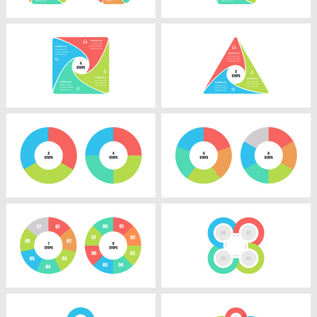 循环处理过程PPT模板信息图表元素circular process powerpoint templates