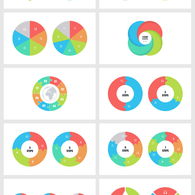 循环处理过程PPT模板信息图表元素circular process powerpoint templates