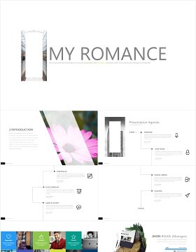 简约工作汇报拼图信息图表PPT图片版式模板my romance powerpoint