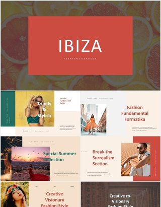 时尚优雅模特摄影展示PPT模板IBIZA - Stylish & Elegant Powerpoint Template