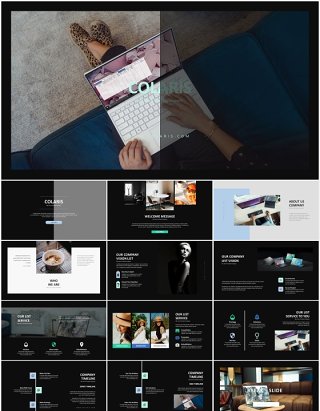 深色商务公司简介业务介绍PPT模板Colaris-Minimal Business Profile Powerpoint